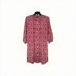 Anthropologie Maeve Ikat Frequencies Shirtdress Size‎ Small Red White Beach